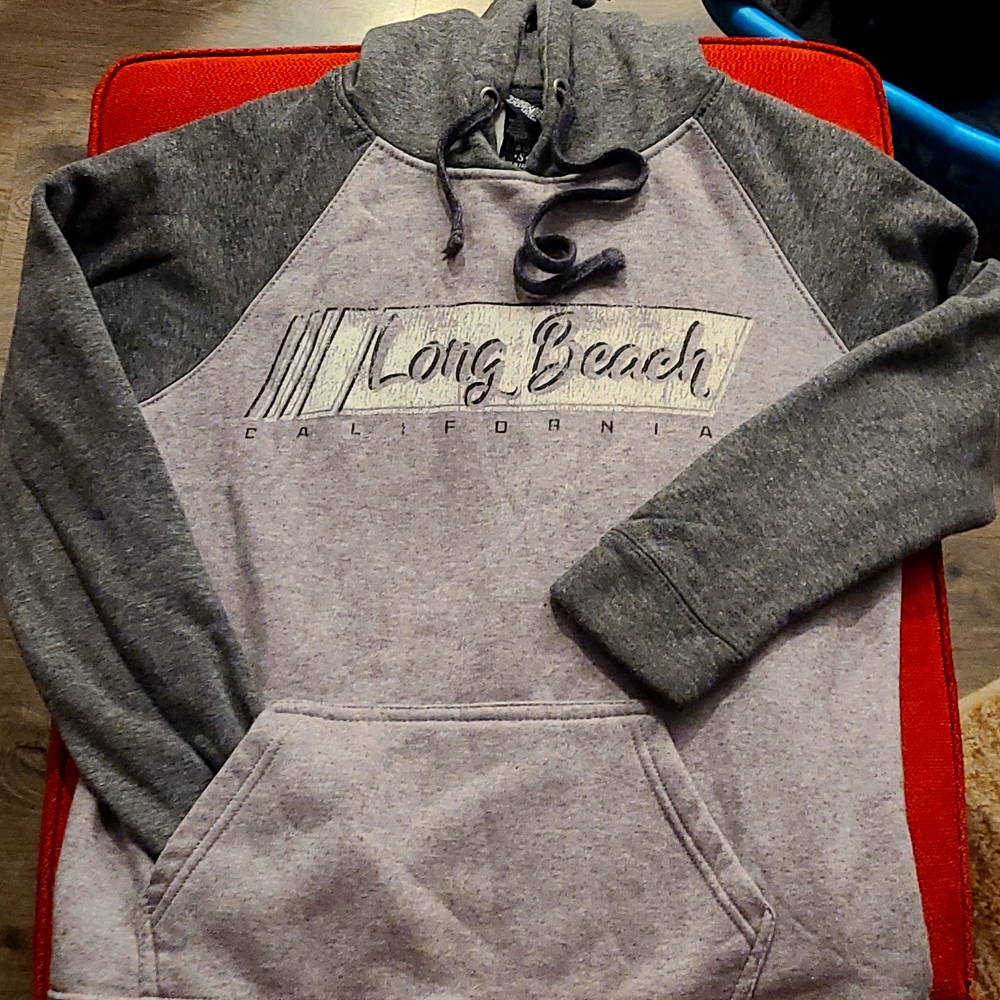 Long Beach California grey hoodie soft.